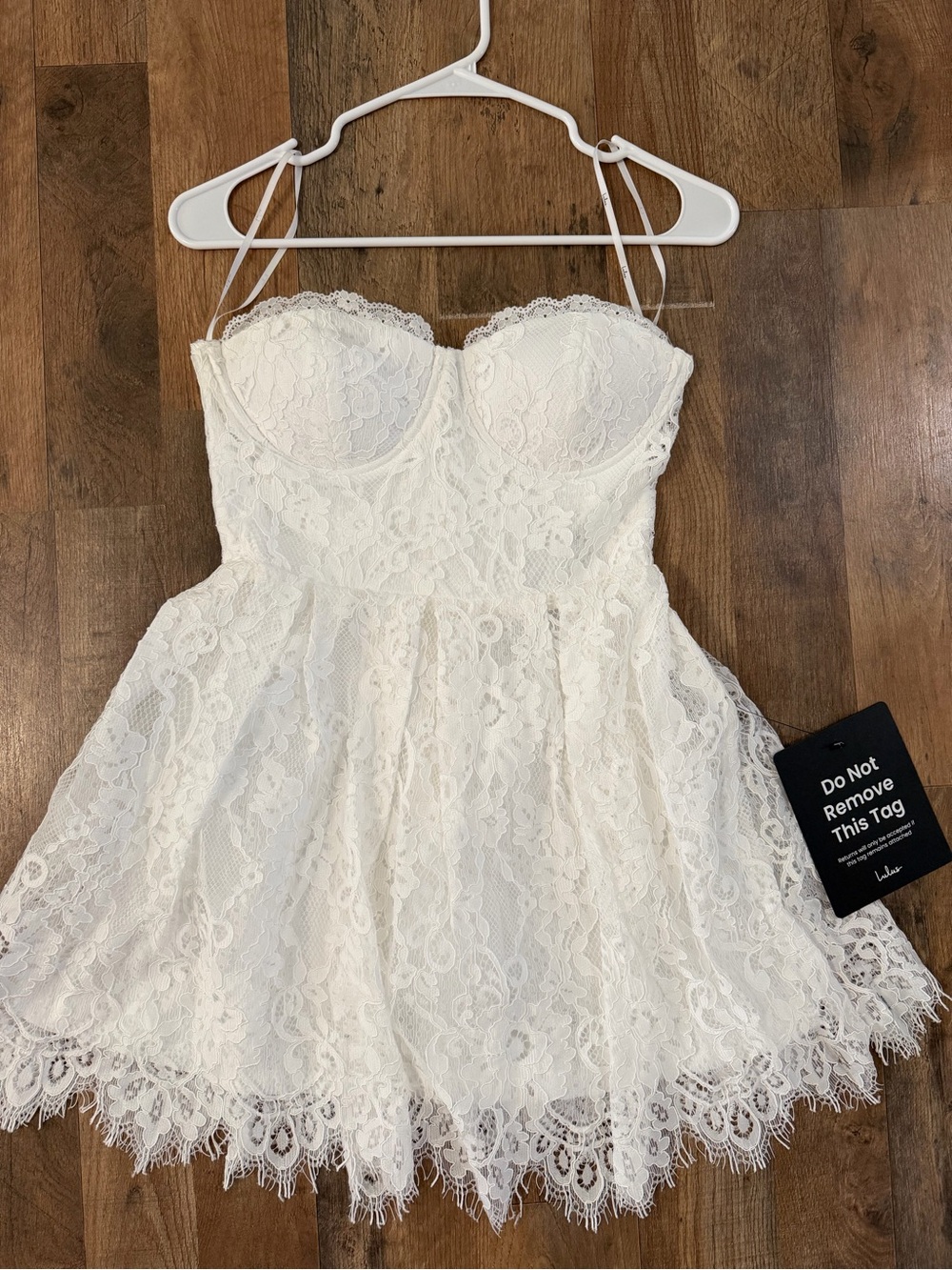 LULUS White Lace Bustier A-Line Dress